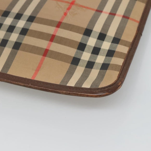 Burberrys Nova Check Clutch Bag Canvas Beige Brown Auth bs23424