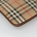 Burberrys Nova Check Clutch Bag Canvas Beige Brown Auth bs23424-16