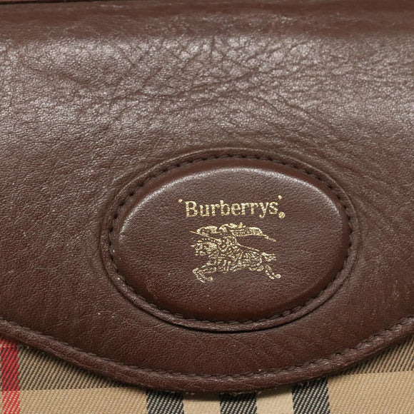 Burberrys Nova Check Clutch Bag Canvas Beige Brown Auth bs23424