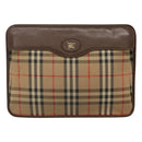 Burberrys Nova Check Clutch Bag Canvas Beige Brown Auth bs23424-13
