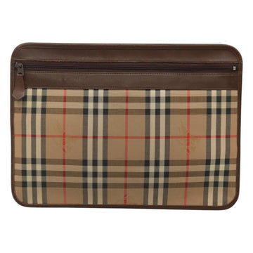 Burberrys Nova Check Clutch Bag Canvas Beige Brown Auth bs23424 - 0