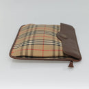 Burberrys Nova Check Clutch Bag Canvas Beige Brown Auth bs23424-3