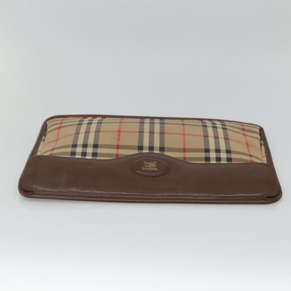Burberrys Nova Check Clutch Bag Canvas Beige Brown Auth bs23424