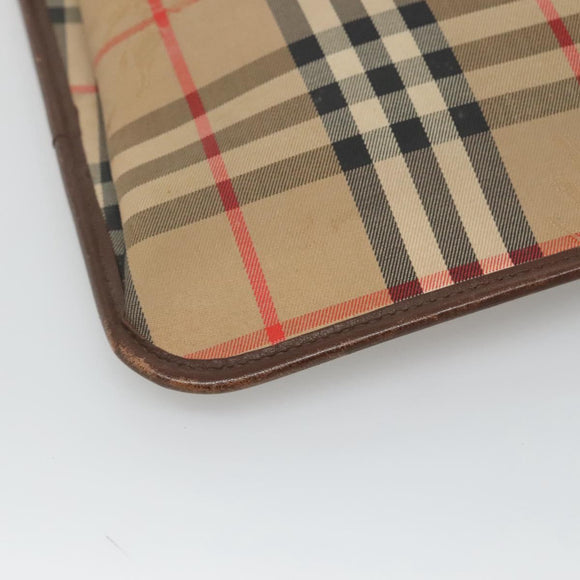 Burberrys Nova Check Clutch Bag Canvas Beige Brown Auth bs23424