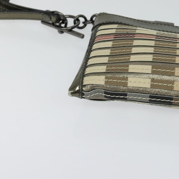 BURBERRY Nova Check Clutch Bag PVC Beige Gold Auth bs23425