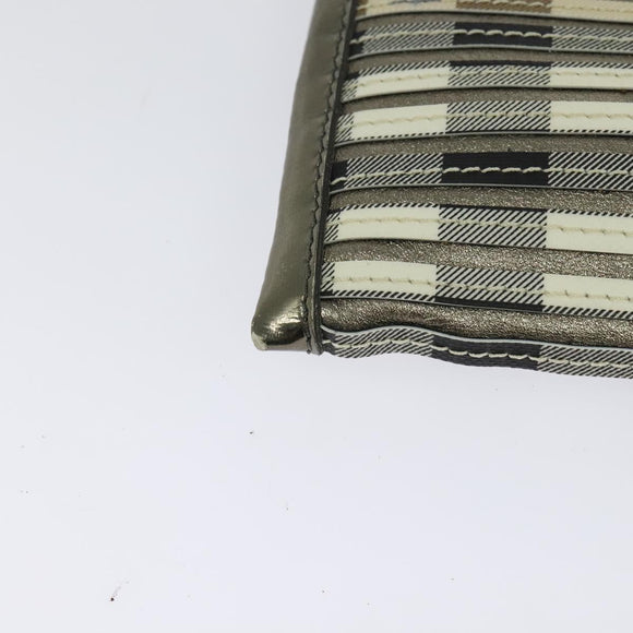 BURBERRY Nova Check Clutch Bag PVC Beige Gold Auth bs23425
