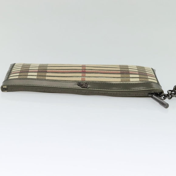 BURBERRY Nova Check Clutch Bag PVC Beige Gold Auth bs23425