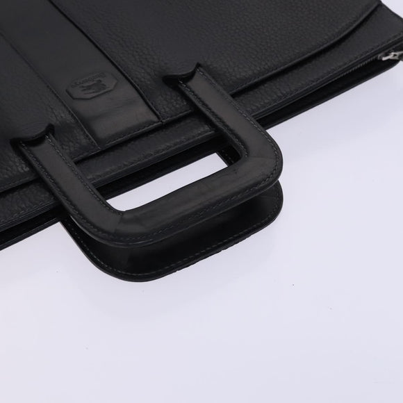 Burberrys Hand Bag Leather Black Auth bs23427