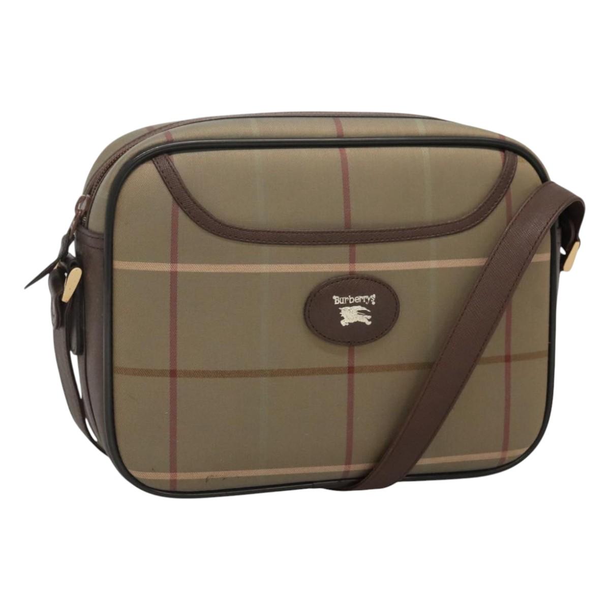 Burberrys Nova Check Shoulder Bag Canvas Beige Gold Auth