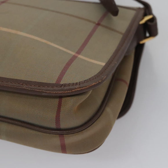 Burberrys Nova Check Shoulder Bag Canvas Beige Gold Auth bs23438