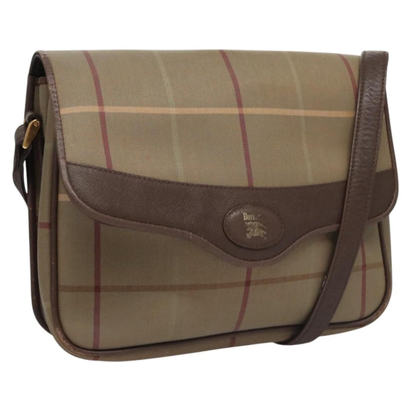 Burberrys Nova Check Shoulder Bag Canvas Beige Gold Auth bs23438