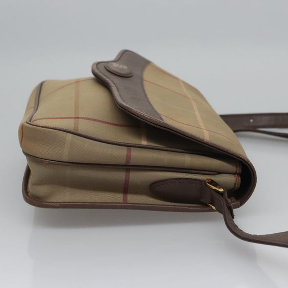 Burberrys Nova Check Shoulder Bag Canvas Beige Gold Auth bs23438
