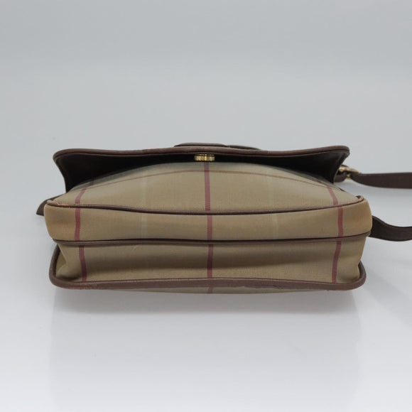 Burberrys Nova Check Shoulder Bag Canvas Beige Gold Auth bs23438