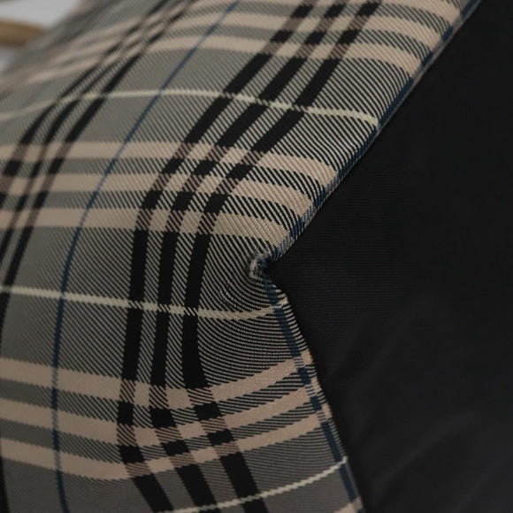 BURBERRY Nova Check Blue Label Tote Bag Nylon Beige Silver Auth bs23441