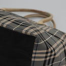 BURBERRY Nova Check Blue Label Tote Bag Nylon Beige Silver Auth bs23441-16