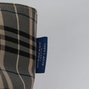 BURBERRY Nova Check Blue Label Tote Bag Nylon Beige Silver Auth bs23441-17