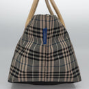 BURBERRY Nova Check Blue Label Tote Bag Nylon Beige Silver Auth bs23441-3