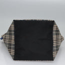 BURBERRY Nova Check Blue Label Tote Bag Nylon Beige Silver Auth bs23441-5