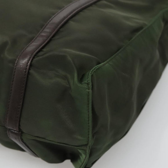 PRADA Shoulder Bag Nylon Khaki Silver Auth bs23455