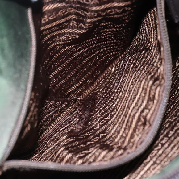 PRADA Shoulder Bag Nylon Khaki Silver Auth bs23455