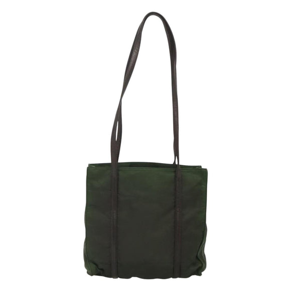 PRADA Shoulder Bag Nylon Khaki Silver Auth bs23455
