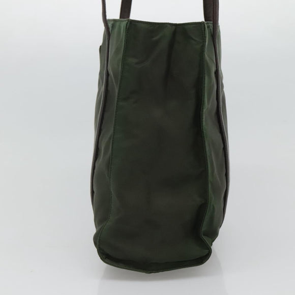 PRADA Shoulder Bag Nylon Khaki Silver Auth bs23455