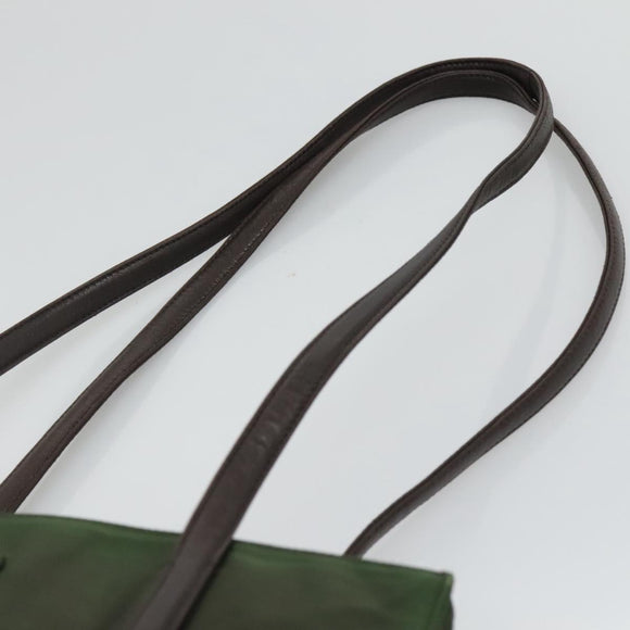 PRADA Shoulder Bag Nylon Khaki Silver Auth bs23455