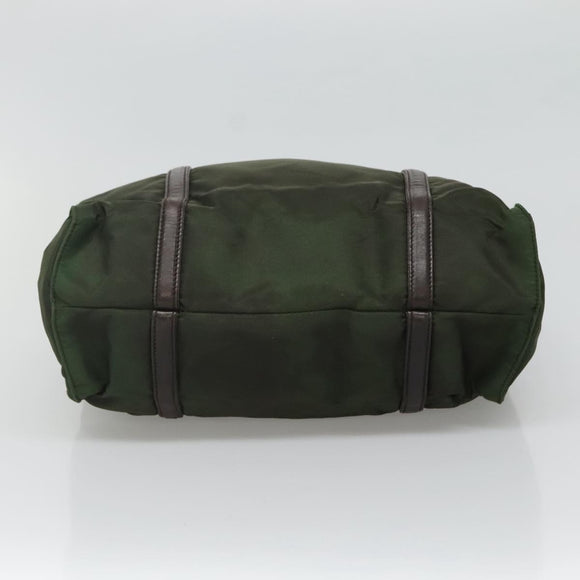 PRADA Shoulder Bag Nylon Khaki Silver Auth bs23455