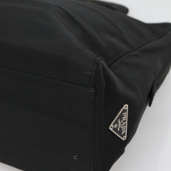 PRADA Hand Bag Black Silver Auth bs23459