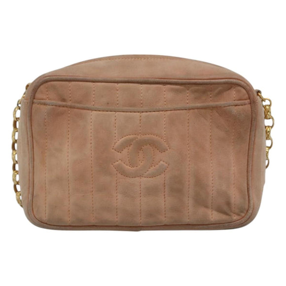 CHANEL Mademoiselle Chain Shoulder Bag Suede Pink CC Auth bs23471