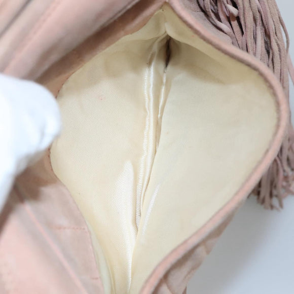 CHANEL Mademoiselle Chain Shoulder Bag Suede Pink CC Auth bs23471