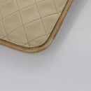 CHANEL Matelasse Chain Hand Bag Lamb Skin Beige Gold CC Auth bs23472-12