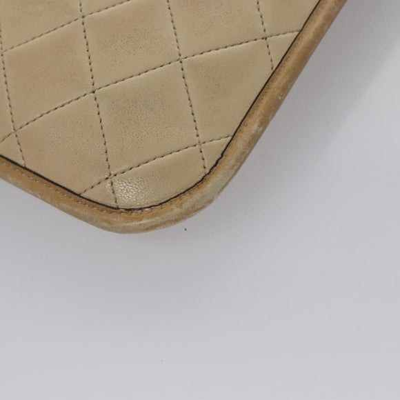 CHANEL Matelasse Chain Hand Bag Lamb Skin Beige Gold CC Auth bs23472