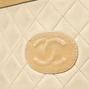 CHANEL Matelasse Chain Hand Bag Lamb Skin Beige Gold CC Auth bs23472-15