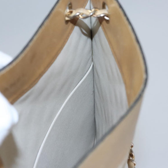 CHANEL Matelasse Chain Hand Bag Lamb Skin Beige Gold CC Auth bs23472