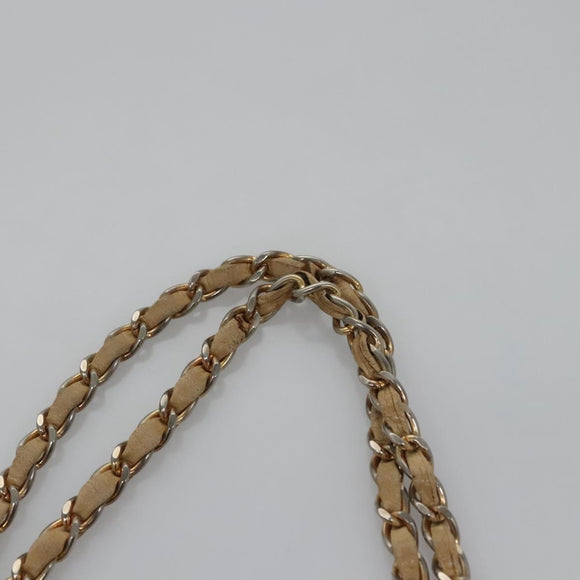 CHANEL Matelasse Chain Hand Bag Lamb Skin Beige Gold CC Auth bs23472