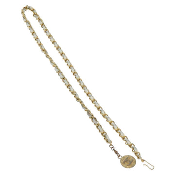 CHANEL Chain Belt metal White Gold CC Auth bs23474
