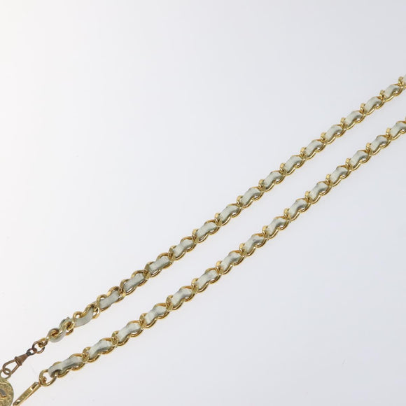 CHANEL Chain Belt metal White Gold CC Auth bs23474