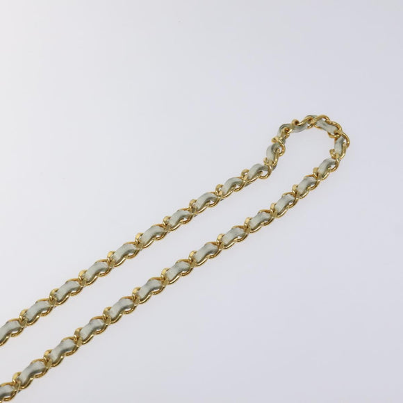 CHANEL Chain Belt metal White Gold CC Auth bs23474