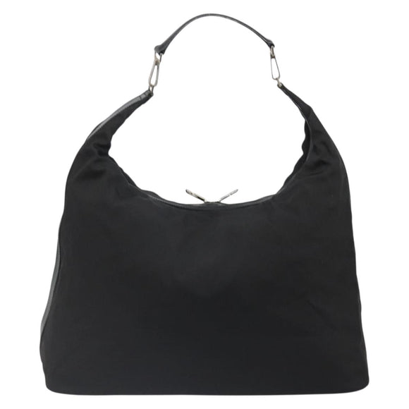 GUCCI Shoulder Bag Nylon Black Silver 012 1553 0326 Auth bs23480
