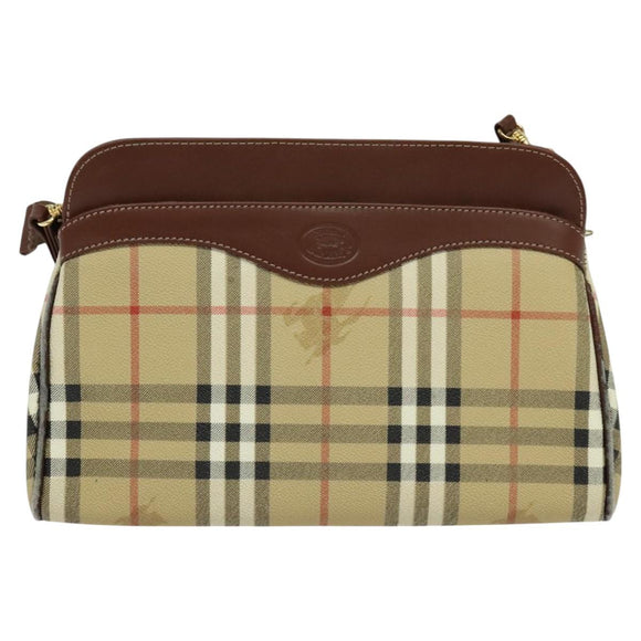Burberrys Nova Check Shoulder Bag PVC Beige Brown gold Auth bs23485