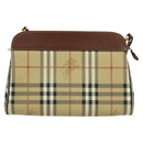 Burberrys Nova Check Shoulder Bag PVC Beige Brown gold Auth bs23485-2