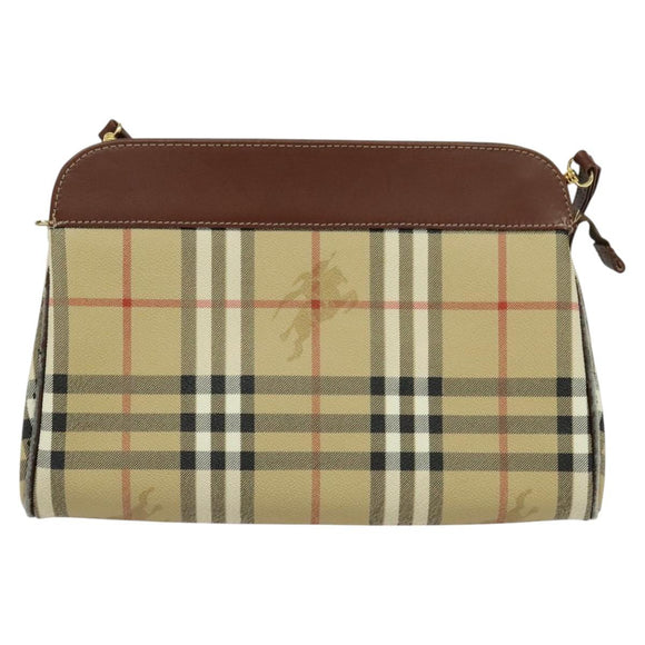 Burberrys Nova Check Shoulder Bag PVC Beige Brown gold Auth bs23485