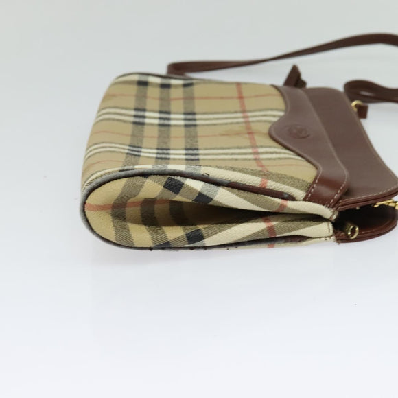 Burberrys Nova Check Shoulder Bag PVC Beige Brown gold Auth bs23485