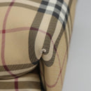 BURBERRY Nova Check Hand Bag PVC Beige Silver Auth bs23486-9