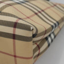 BURBERRY Nova Check Hand Bag PVC Beige Silver Auth bs23486-14