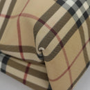 BURBERRY Nova Check Hand Bag PVC Beige Silver Auth bs23486-15