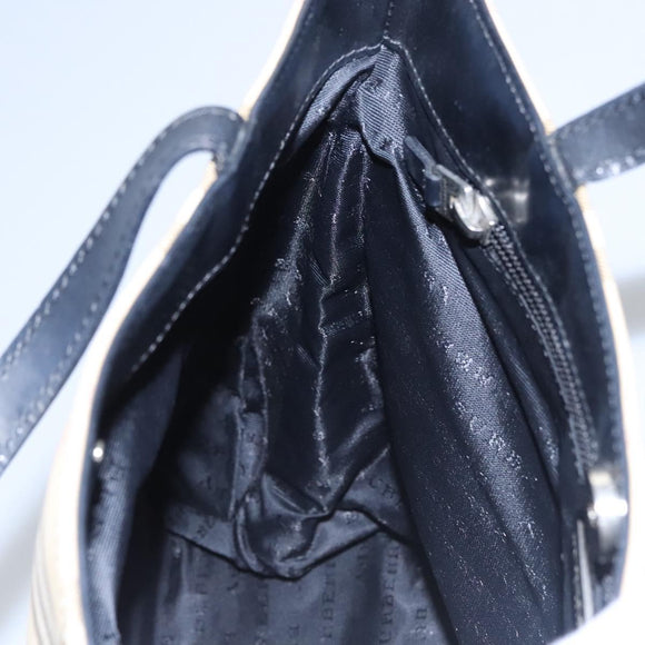 BURBERRY Nova Check Hand Bag PVC Beige Silver Auth bs23486