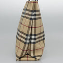 BURBERRY Nova Check Hand Bag PVC Beige Silver Auth bs23486-3
