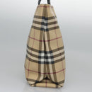 BURBERRY Nova Check Hand Bag PVC Beige Silver Auth bs23486-4